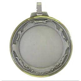 Scroll Logo Insert Diamond Edged Silver Brass Medal