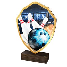 Arden Ten Pin Bowling Real Wood Shield Trophy