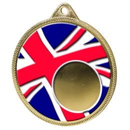 Union Jack Flag Logo Insert Gold 3D Printed Medal