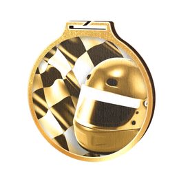 Habitat Classic Motorsports Flag Gold Eco Friendly Wooden Medal