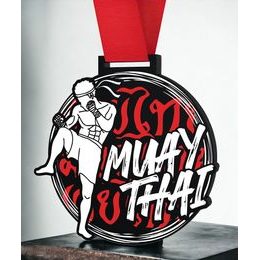 Giant Muay Thai Black Acrylic Medal