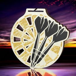 Acacia Darts Gold Eco Friendly Wooden Medal