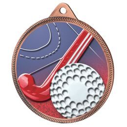 Field Hockey 3D Texture Print Full Colour 55mm Medal - Bronze