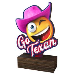 Go Texan Pink Hat Real Wood Trophy