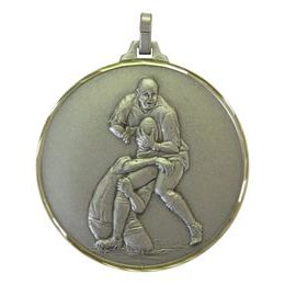 Diamond Edged Rugby Tackle Silver Medal