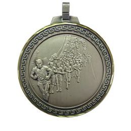 Diamond Edged Marathon Running Large Silver Medal