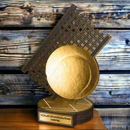 Grove Classic Tennis Ball Real Wood Trophy