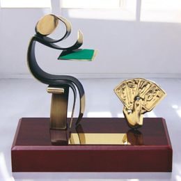 Barcelona Poker & Card Game Handmade Metal Trophy