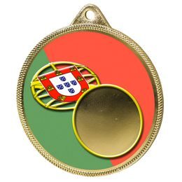 Portugal Flag Logo Insert Gold 3D Printed Medal