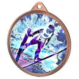 Ski Jump 3D Texture Print Full Colour 55mm Medal - Bronze