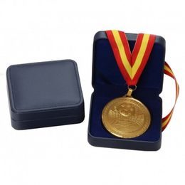 Deluxe Leatherette Medal Box Blue 50mm