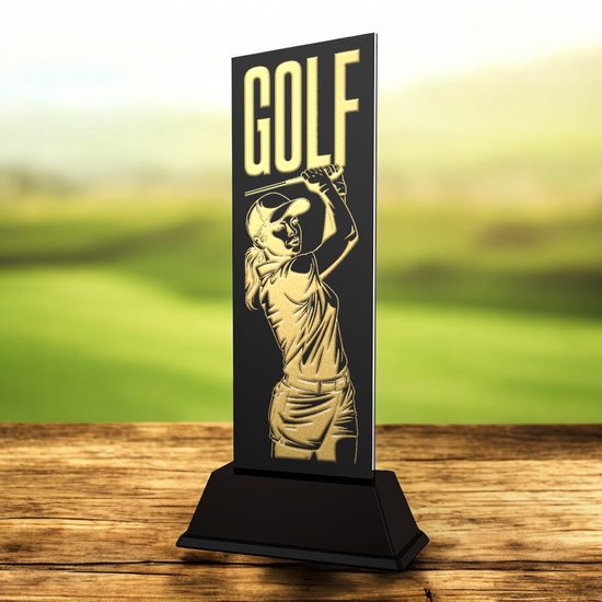 Shadowline Female Golfer Trophy – Stainless Steel Award