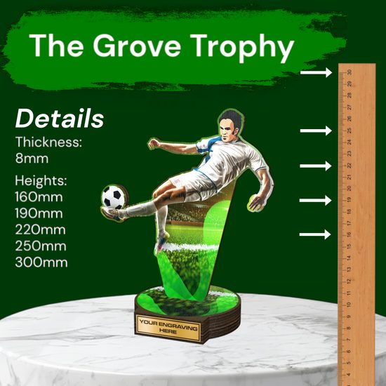 Grove Football Action Player Real Wood Trophy