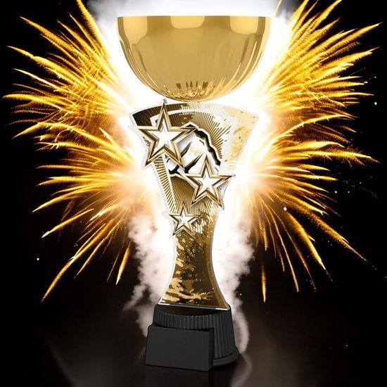 Triple Star Classic Martial Arts Fist Gold Trophy Cup