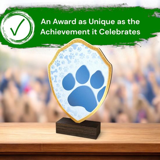 Arden Paw Print Real Wood Shield Trophy
