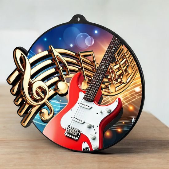 Rincon Colour Electric Guitar Black Acrylic Medal