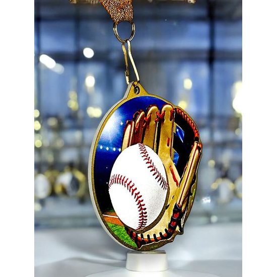 Aurum Baseball Stainless Steel Medal