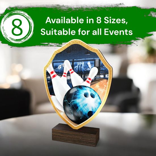 Arden Ten Pin Bowling Real Wood Shield Trophy