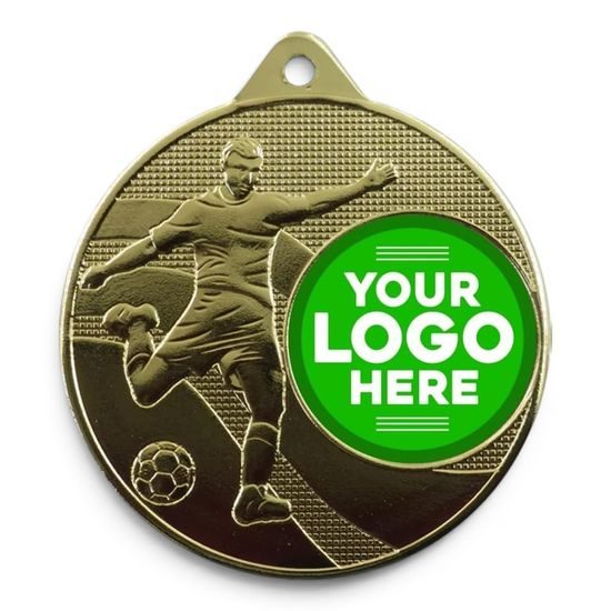 Football Champion Gold Embossed Logo Insert Medal