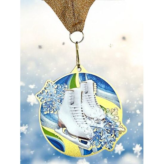Aurum Ice Skating White Boot Stainless Steel Medal