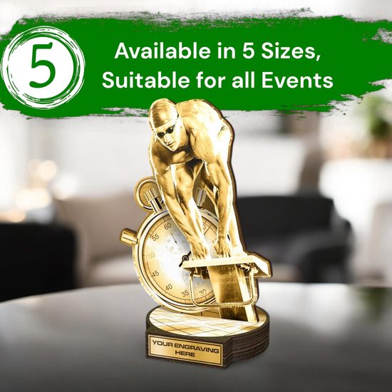 Grove Classic Male Swimmer Real Wood Trophy