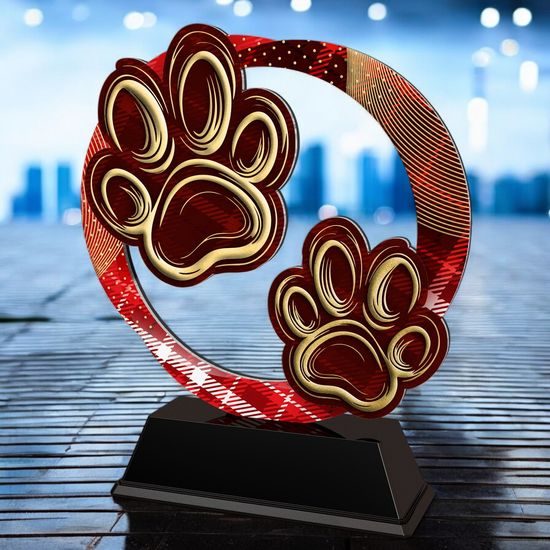 Onyx Stainless Steel Dog Paw Print Trophy
