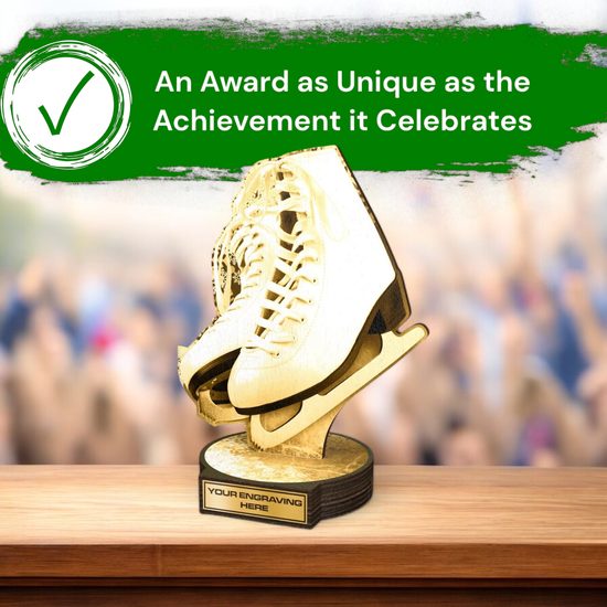 Grove Classic White Ice Skating Boot Real Wood Trophy