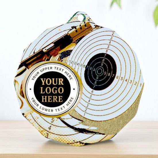 Dodeca Pistol Shooting Stainless Steel Logo Insert Medal