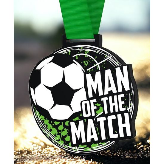 Giant Man of the Match Black Acrylic Football Medal