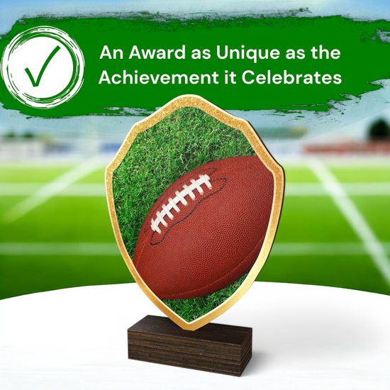 Arden American Football Real Wood Shield Trophy