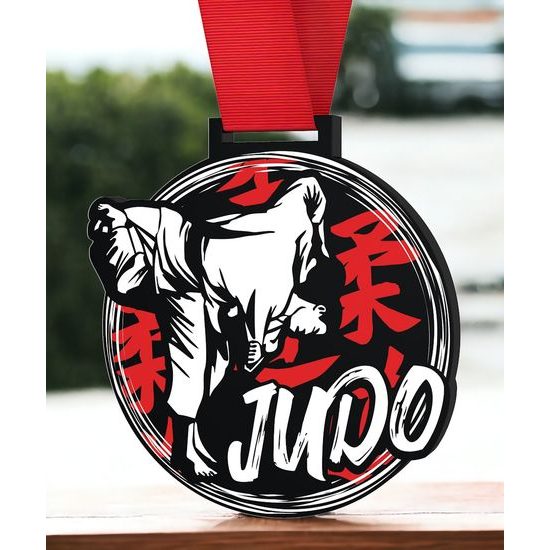 Giant Judo Black Acrylic Medal