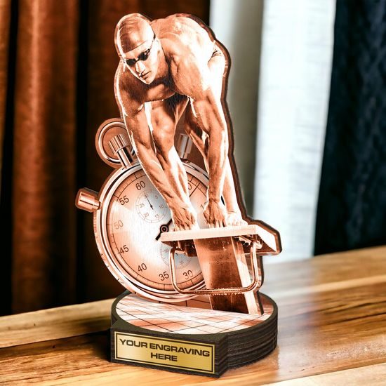 Grove Classic Male Swimmer Real Wood Trophy