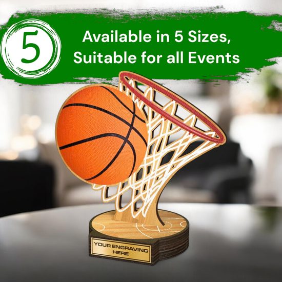 Grove Basketball Real Wood Trophy