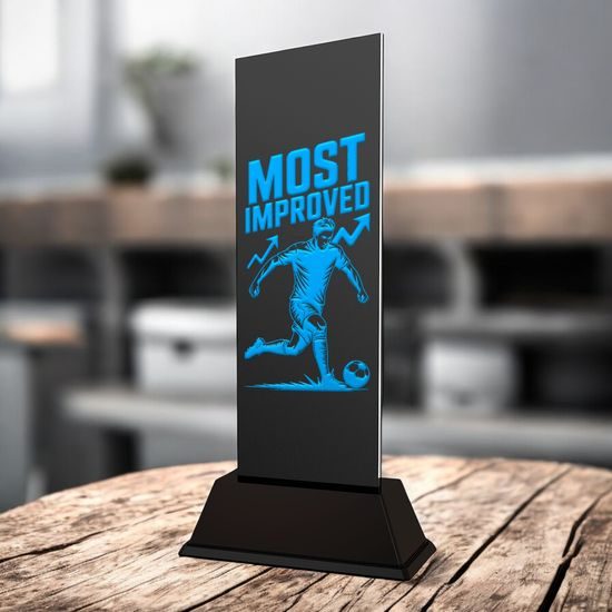 Shadowline Football Male Most Improved Trophy – Stainless Steel Award