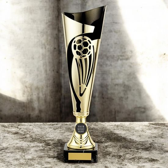 Champions Gold and Black Metal Football Trophy Cup