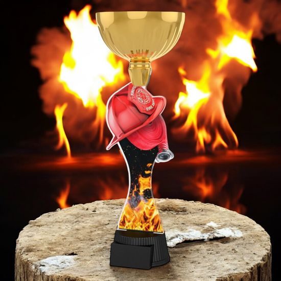 Vancouver Firefighter Helmet and Hose Gold Cup Trophy