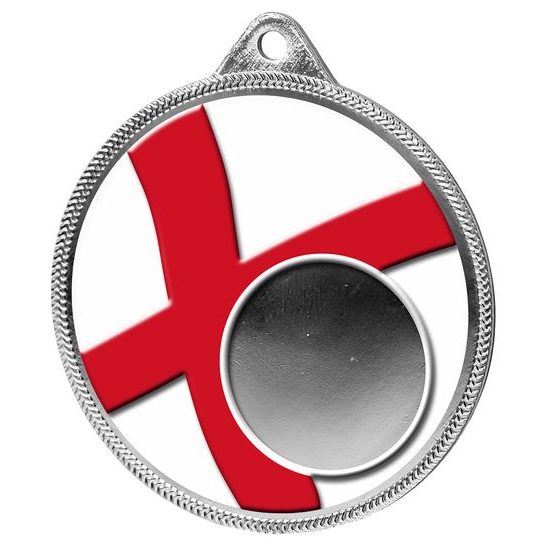 England Flag Logo Insert Silver 3D Printed Medal