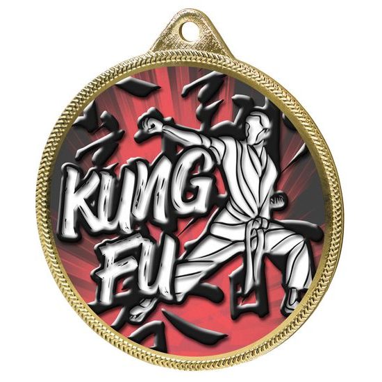 Kung Fu Colour Texture 3D Print Gold Medal