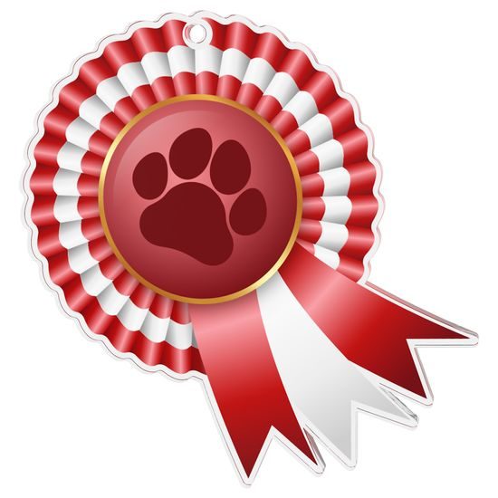 Paw Print Rosette Red Medal