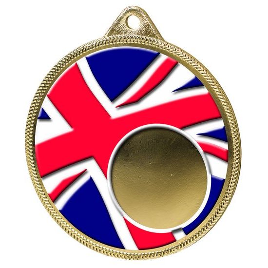 Union Jack Flag Logo Insert Gold 3D Printed Medal