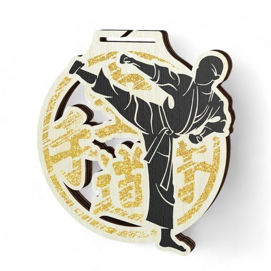 Acacia Martial Arts Gold Eco Friendly Wooden Medal