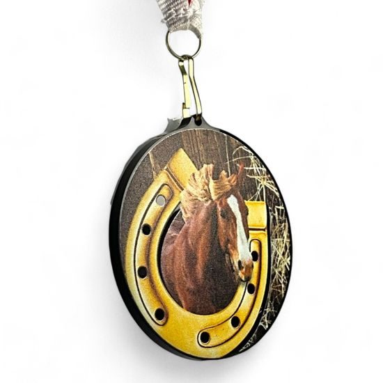 Rincon Colour Horse Riding Black Acrylic Medal