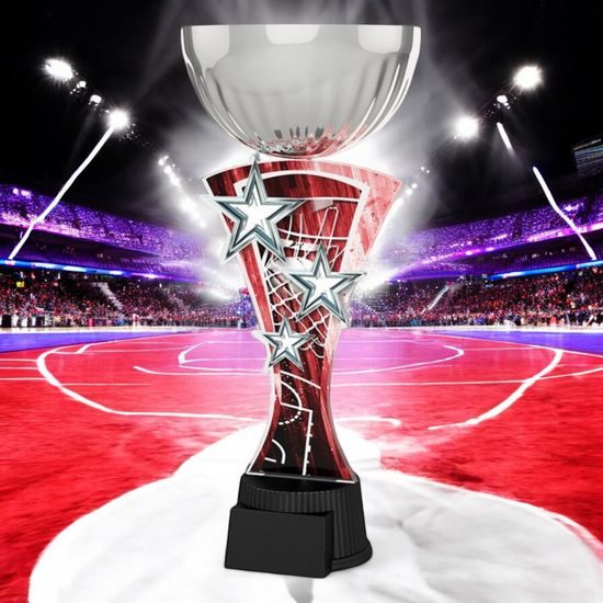 Triple Star Basketball Silver Trophy Cup
