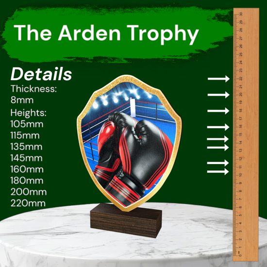 Arden Boxing Real Wood Shield Trophy