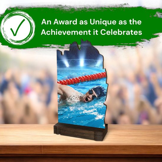 Shard Swimming Eco Friendly Wooden Trophy