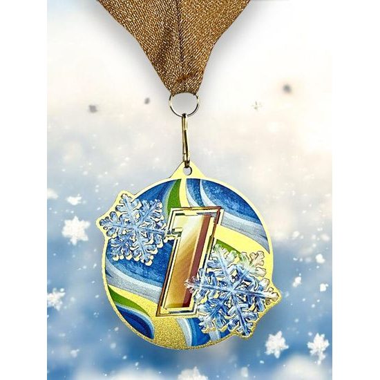 Aurum 1st Place Winter Snowflake Gold Stainless Steel Medal