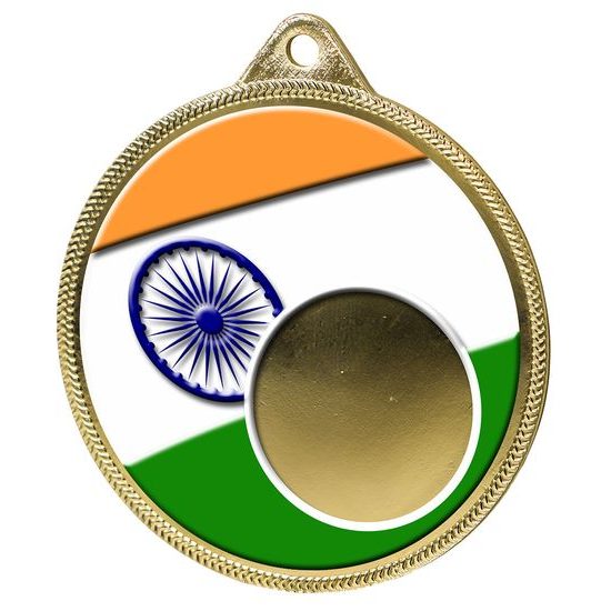 India Flag Logo Insert Gold 3D Printed Medal