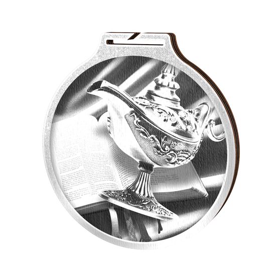 Habitat Classic Quiz Magic Lamp Silver Eco Friendly Wooden Medal