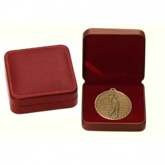 Deluxe Leatherette Medal Box Red 50mm