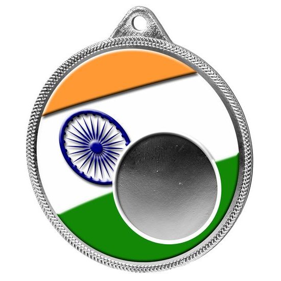 India Flag Logo Insert Silver 3D Printed Medal